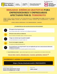 Brigadas jurídicas gratuitas para emprendedores afectados por el terremoto